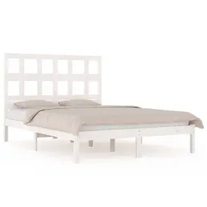 Berkfield Bed Frame White Solid Wood Pine 140x200 cm