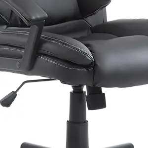 HOMCOM Swivel Executive Office Chair Mid Back PU Leather Chair w/ Arm, Black