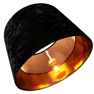 Modern Crushed Velvet Lamp Shade with Shiny Paper Inner Black / 15cm H x 20cm W x 20cm D