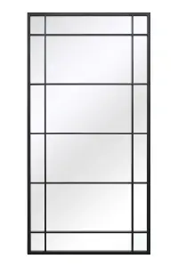 MirrorOutlet The Tabula Black Metal Framed Window Wall or Leaner Garden Mirror 160CM X 80CM