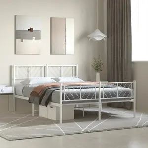 Berkfield Metal Bed Frame with Headboard and Footboard White 120x200 cm