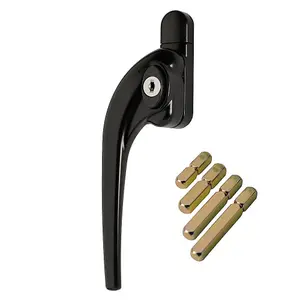 W98 Slimline Espag Window Handle, Black, Left Handed, Fits 10mm, 20mm, 30mm, 40mm Spindle Lengths