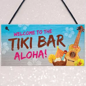 Red Ocean Novelty Tiki Bar Welcome Sign For Home Bar Garden Signs And Plaques Home Decor Gifts