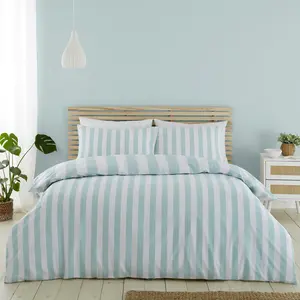 Cove Stripe Reversible Duvet Cover Set Blue / Double - 2 Standard Pillowcases