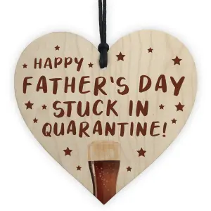 Red Ocean Funny Fathers Day Gift Quarantine Gifts Wooden Heart Gift For Dad Novelty Gifts For Him