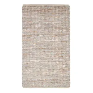 Homescapes Madras Leather Hemp Rug Natural, 90 x 150 cm