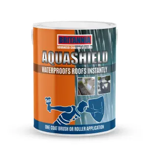 Britannia Paints Aquashield Black 5kg - One Coat - Instant Waterproof Roof Coating