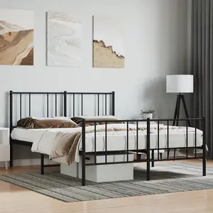 Berkfield Metal Bed Frame with Headboard and Footboard Black 140x200 cm