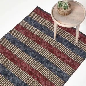 Homescapes Multicolour Striped Jute Rug, 90 x 150 cm