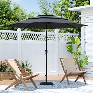 3-Tier Umbrella with Patio Umbrella Cement Round Base No Wheels