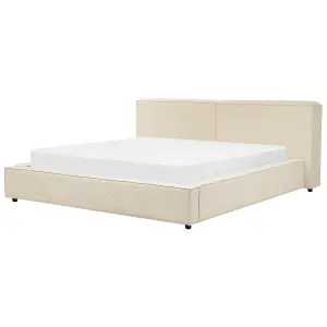 Corduroy EU Super King Size Bed Beige LINARDS