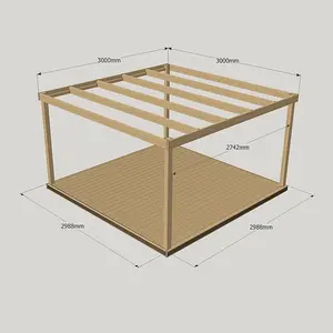 Box Pergola and Decking Kit - Wood - L300 x W300 cm - Light Green