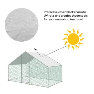 KCT Large Walk-In Chicken Run / Duck Pen - 4 x 3m - Outdoor Garden Pet/Dog Enclosure Kennel Hen Coop - Galvanised