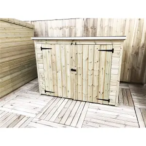 8 x 6 Pressure Treated T&G Wooden Garden Bike Store / Shed + Double Doors (8' x 6' / 8ft x 6ft) (8x6)