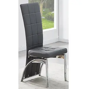 Furniture In Fashion Hartley Black Glass Bistro Dining Table 4 Ravenna Grey Chairs