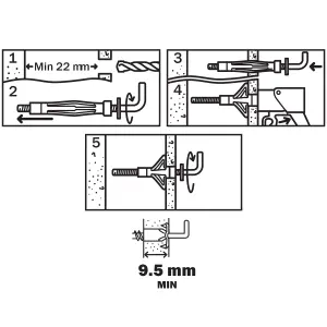 Diall Steel L-hook Hollow wall anchor M4 (L)33mm, Pack of 4