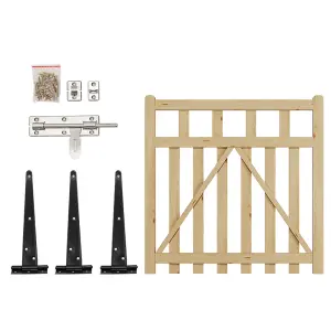 Durable Wooden Pedestrian Gate for Garden Fence and Entrance 120cm W x 120cm H