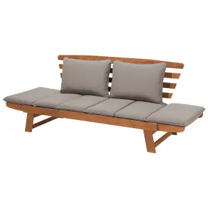 Garden Bench with Cushion PORTICI Wood Light Brown