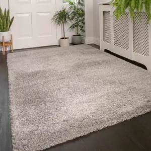 Silver Grey Thick Soft Shaggy Area Rug 240x330cm