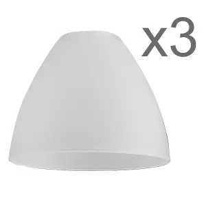 ValueLights Pack Of 3 White Frosted Glass Bowl Shaped Replacement Light Shades