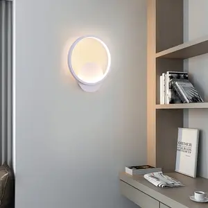 Round Led Wall Light, Warm White 3000K Acrylic Wall Lamp White