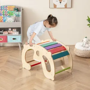 COSTWAY 2-in-1 Rocking Horse Arch for Kids Montessori Climbing Toys with Rocker