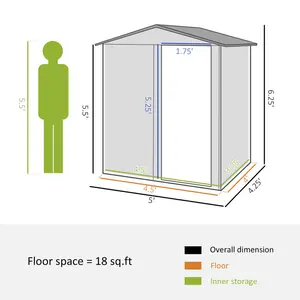 Brely 5 ft. W x 4 ft. Galvanised Steel Pent Garden Shed