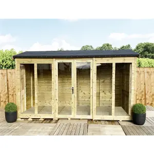 10 x 26 REVERSE Pressure Treated T&G Apex Wooden Summerhouse + Long Windows + Double Doors (10' x 26' /  (10ft x 26ft) (10x26)