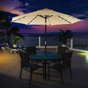 2.7 m Garden Parasol Umbrella with LED Lights Without Base UPF 50+ Outdoor