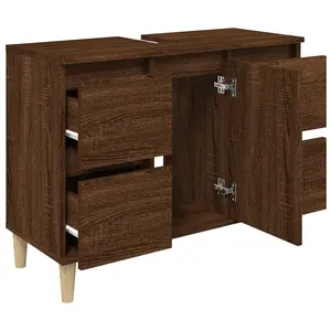 Berkfield Sink Cabinet Brown Oak 80x33x60 cm Engineered Wood