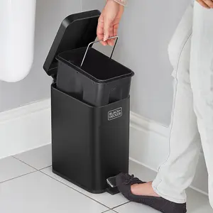 BLACK+DECKER 5L Black Pedal Bin with Soft Close Lid