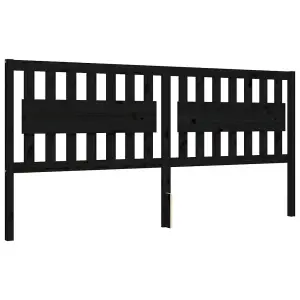 Berkfield Bed Frame with Headboard Black 200x200 cm Solid Wood