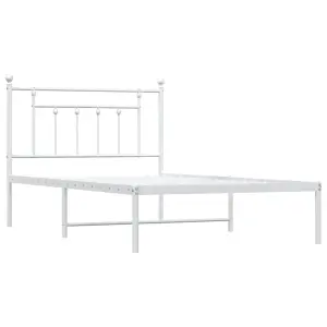 Berkfield Metal Bed Frame with Headboard White 100x200 cm