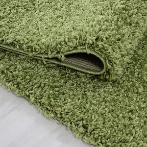 Abaseen 120cm Green Thick Pile Soft Shaggy Modern Circluar Rug