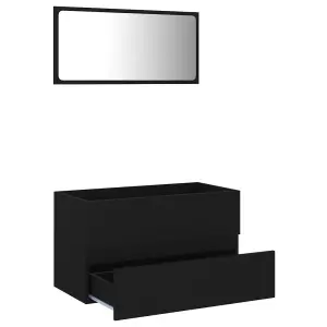 Berkfield 2 Piece Bathroom Furniture Set Black Engineered Wood