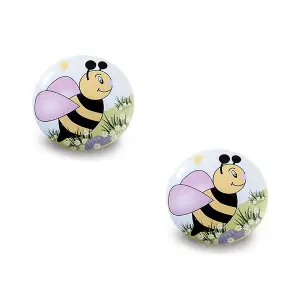 DecorAndDecor - BIMBA Kids Bee Ceramic Decorative Cupboard Drawer Knobs Porcelain - Pair