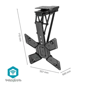 Smart Motorised Folding TV Ceiling Mount Bracket for 23-65" Screen Max 30kg Adjustable Tilt and Swivel with Remote Control