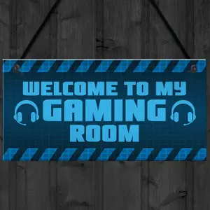 Welcome To My Gaming Room Sign Boys Bedroom Man Cave Sign Christmas Gamer Gift