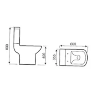 Premium OPEN BACK Toilet Set (Nantes) - Rimless Pan - Cistern - Soft Close Seat - Includes Chrome Flush Button