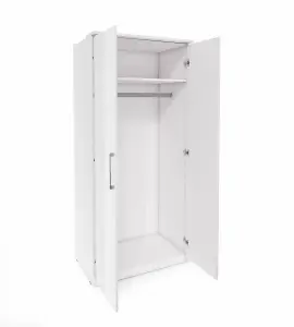 Elegant Optima 18 Two-Door Wardrobe in White Gloss - Compact Design, H2170mm W900mm D630mm