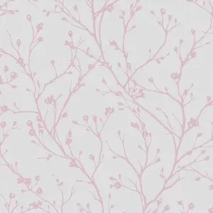 Fine Decor Laurel Mauve Floral Smooth Wallpaper Sample