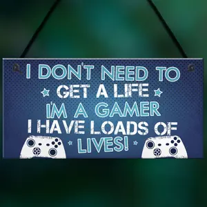 Red Ocean Blue Gaming Sign Boys Bedroom Sign Novelty Birthday Gift For Gamer Brother Son