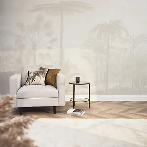 Etched Palms Mural Wallpaper in Neutral (300cm x 240cm)