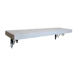 Solid Wood Handmade Rustical Shelf White 225mm 9 inch with Black Metal Bracket WOZ Length of 170cm