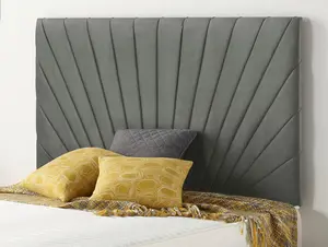 Somnior Platinum Grey Linen Divan Base With Headboard - Super King