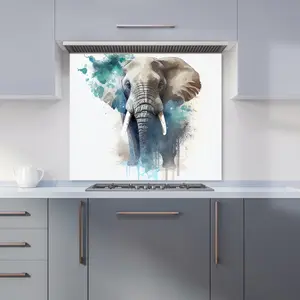 Majestic Elephant Splashart Premium Glass Kitchen Splashback W600mm x H650mm