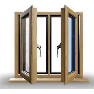 1245mm (W) x 1145mm (H) Wooden Stormproof Window - 2 Opening Windows (Left & Right) - Toughened Safety Glass