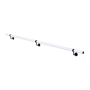 Matt White Stair Handrail Kit & Matt Black Brackets - 2.4m X 40mm