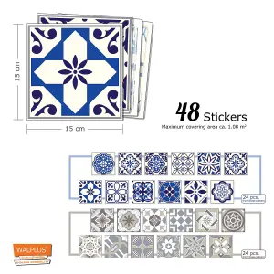 Walplus Anchor Blue and Grey Combo Mix Tile Stickers