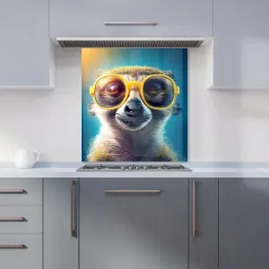 Meerkat With Glasses Splashart Premium Glass Kitchen Splashback W900mm x H750mm